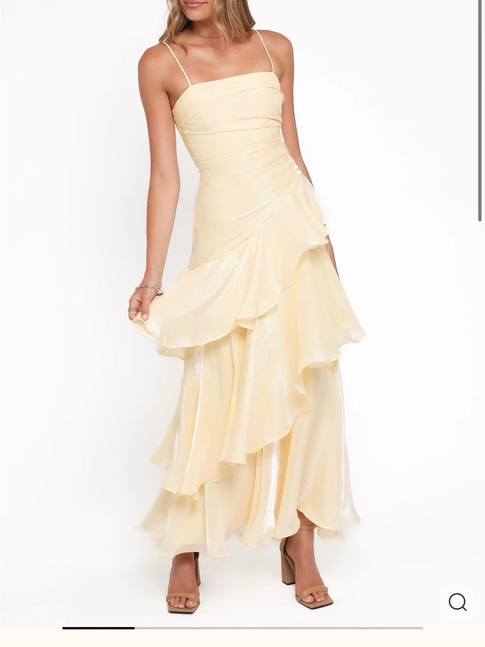 Petal & Pup Pale Yellow Ruffle Tiered Maxi Dress